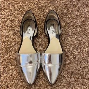 Michael kors d’orsay silver and black flats